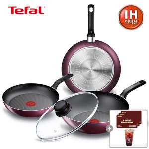 테팔 인덕션 메를로 후라이팬 웍 4종세트(팬24+28+웍28+유리뚜껑28) (아웃백 상품권+메가커피 리뷰이벤트)
