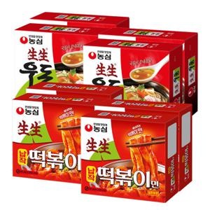 생생우동 봉지 253g x4개 + 생생 납작떡볶이면 258g x4개