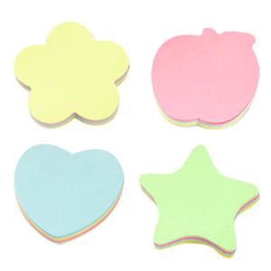 요랜드 모양 점착메모지 4종 혼합세트 400매 하트 사과 별 꽃 알뜰팩 대용량 접착 포스트잇 노트