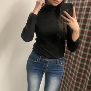 국내산 여성 베이직 골지 레이어드 스판 목폴라 티셔츠 여성 데일리 심플 트렌디 터틀넥 (2장이상추가할인)