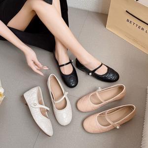 메르젠느 로리타 퀄팅 진주 스트랩 포인트 플랫슈즈 로리타