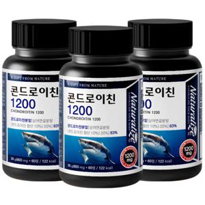 네추럴라이즈 콘드로이친 1200 600mg x 60정 3병 상어 연골 분말