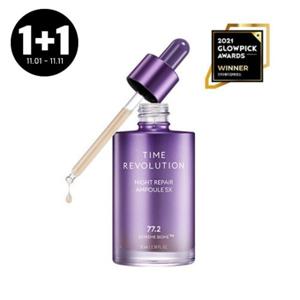 (20%쿠폰+10%카드) 미샤 1+1 타임 레볼루션 나이트 리페어 보랏빛 앰플 5X 70ml(11/1-11/11까지)