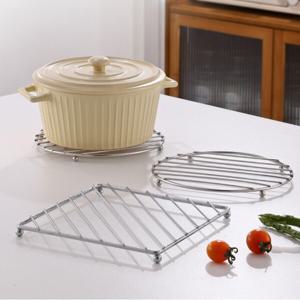 (1+1) 스테인리스 열차단 냄비 받침대 심플 사각 원형 주방 부엌 스틸 스텐 받침대