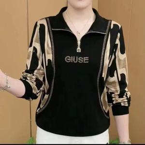 SUTA 티셔츠 가을겨울 중년여성 빅사이즈 패턴 집업티셔츠