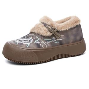 여자 가을 겨울 보온 털신 통굽 기모 슬립온 겨울 털로퍼