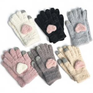 겨울 여성 앙고라 하트 장갑 기모 니트 여자 털장갑 크리스마스 단체 선물