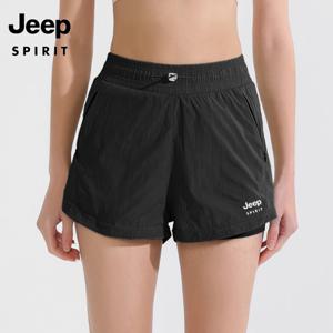 지프 JEEP SPIRIT 지퍼 포켓 와이드 조깅 속건성 노출 방지 트레이닝 반바지