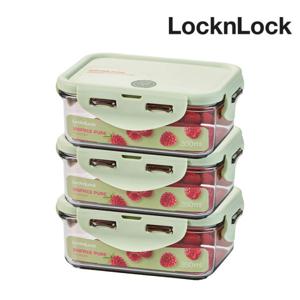 비스프리 퓨어 직사각 350ml 3개 라이트그린 밀폐용기 반찬통 플라스틱통 소분용기 냉동 TOP_LBF806LGs3