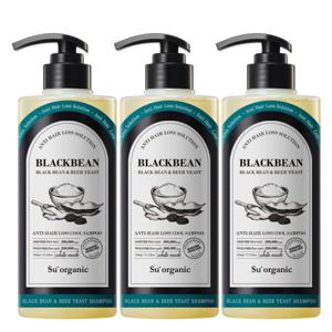 수오가닉 블랙빈 맥주효모 탈모완화 쿨샴푸 510ml 3개