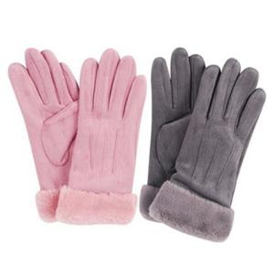 이신우 여성 스웨이드 장갑 핑크그레이 / 선물용케이스 쎄무 기모 털장갑