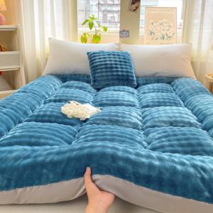 포근한 자가발열 토끼털 침대 매트리스 토퍼 겨울용 바닥매트