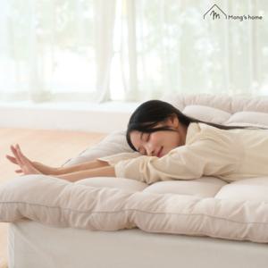 몽스홈 몽글 토퍼매트리스 5cm 호텔 거실 메모리폼 접는 푹신한 수면매트 SS/Q 아이보리