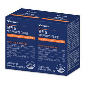 비타랩스 올인원 멀티비타민 미네랄 90정 X 2통 1+1 행사 종합 비타민 영양제 총 2통