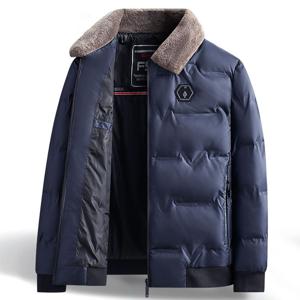 면복 고급 비즈니스 아빠복 두꺼운 털넥 외투 캐주얼 보온 면저고리 남성 면복