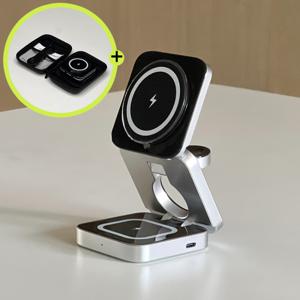 여행용 접이식 아이폰 갤럭시 맥세이프 3IN1 무선 충전기 s25 갤럭시워치7 z플립6 파우치 증정