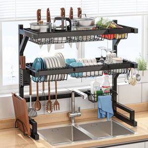 확장형 식기건조대 2단 스텐 싱크대 선반 정리대 물빠짐 수저통 컵걸이 설거지 건조대 OKA-2PD85