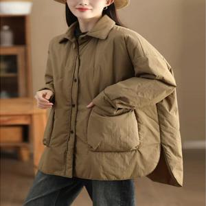 디자인 감각이 두꺼운 면옷 외투 여성 겨울 신상 루즈한 중장형 겹면복 보온 면저고리