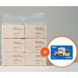 생활공작소 부드러운 무표백 페이셜 미용티슈 250매*6팩 (천연펄프)