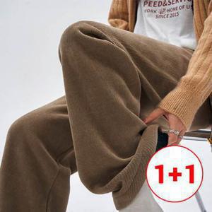 [기모버전] 2종세트 남녀 잔골지 와이드팬츠 코듀로이 밴딩바지 F23TP-311s2