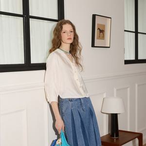 [듀엘]자수 카라 블라우스(D242MSC040)