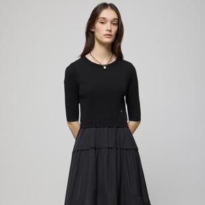 [듀엘]니트 블럭 플레어원피스(D252MSE231)