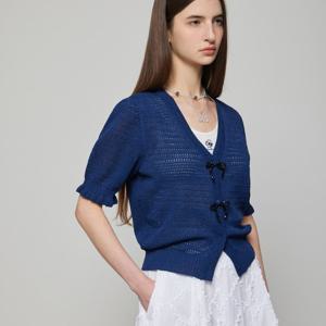 [듀엘]비즈 리본 퍼프소매 가디건(D252KSL045)