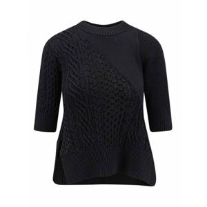 [SACAI] 라프리마 여성 보트 넥 비대칭 저지 인 코튼 mixed 2508018001 블랙 /8