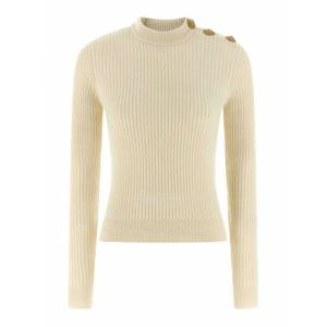 [BALMAIN] 라프리마 여성 크루 넥 리브 스웨터 FF0KD095KJ170KA 화이트 /8