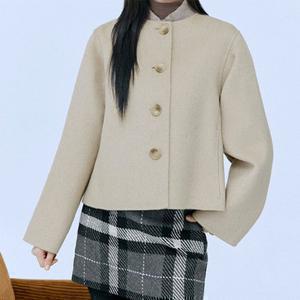 울 블렌디드 핸드메이드 크롭 자켓