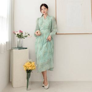 [시크라인] 봄해 플로랄 철릭 원피스