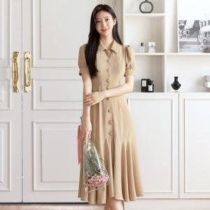 [시크라인] 리아트리스 퍼프슬리브 머메이드 원피스