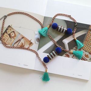 (목걸이+팔찌) 폼폼 태슬 세트