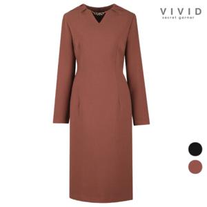 여성 체인장식 넥포인트 겨울 원피스