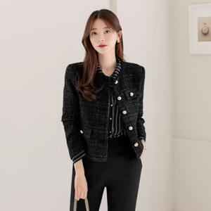 [시크라인] 펠트로 골드버튼 글리터 트위드 자켓