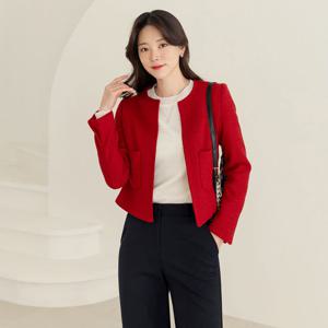 [시크라인] 럭키 라운드 투포켓 부클 트위드 자켓