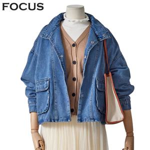 [포커스]하이넥 스냅 버튼 포켓 데님 점퍼 (FS4A7JP0051)