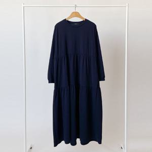 여성 라운드 루즈핏 등원룩 캉캉 롱원피스 ARA-WDR-3031-네이비