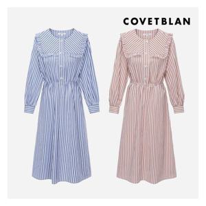 [코벳블랑][COVETBLAN] 스트라이프 빅 카라 원피스(V222MOP109W)