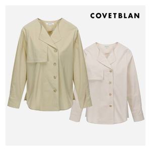[코벳블랑][COVETBLAN] 노 카라 날개 장식 셔츠(V222MSH104W)