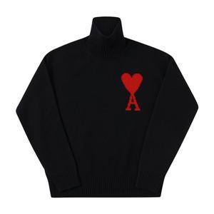 AMI BFUKS406 018 009 아미 드 꾀흐 빅 하트 터틀넥 공용 니트