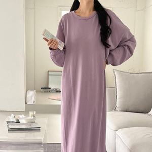 샵앤) 국산 오버핏 라운드 여성 롱원피스 ARA-WDR-3085-연보라