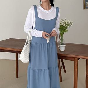 샵앤) 멜빵 국산 민소매 여성 롱원피스 ARA-WDR-3090-소라