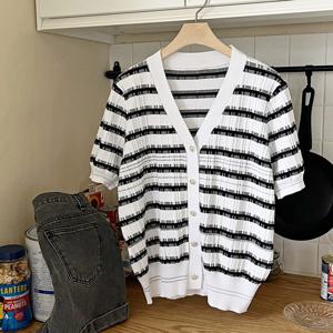 샵앤) 여성 단가라 여름 반팔 니트 가디건 DGB-WCD-3395-화이트