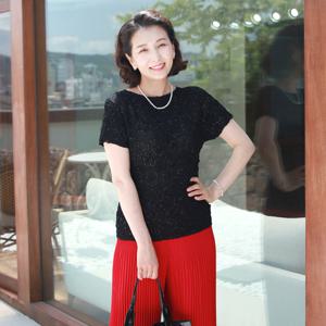 [쉬즈마담]T57108 샤인 구김엠보 펄플리츠티 50대 엄마옷