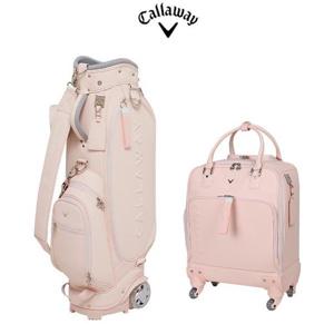 (한국캘러웨이골프) 해나 바퀴 휠 캐디백 휠 보스턴백 세트 핑크