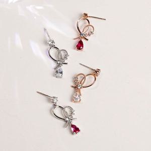 (폭스타일)(은침) 라임 하트 귀걸이