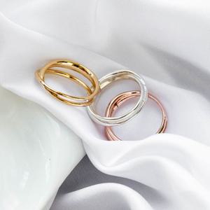 (폭스타일)(실버) 볼드 투 라인 반지(W)