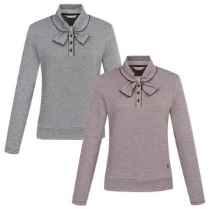 [핑골프]양말증정여성 넥리본 잔패턴 긴팔 티셔츠 (121D3TR153)