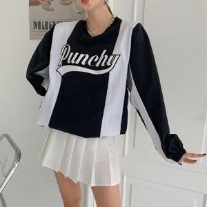 빅사이즈 409 펀치스바스락배색티 DPOS611